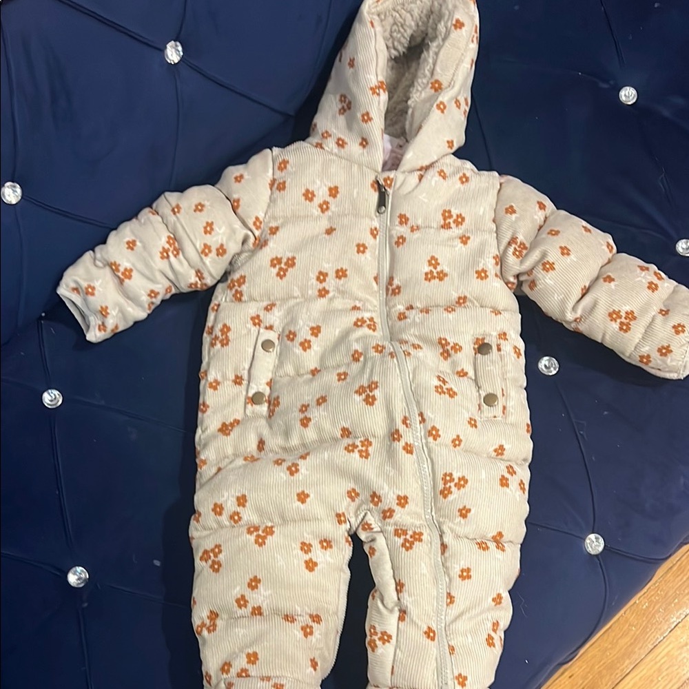 Jessica Simpson Cream and Orange Footies with Hood and Full Body Coverage